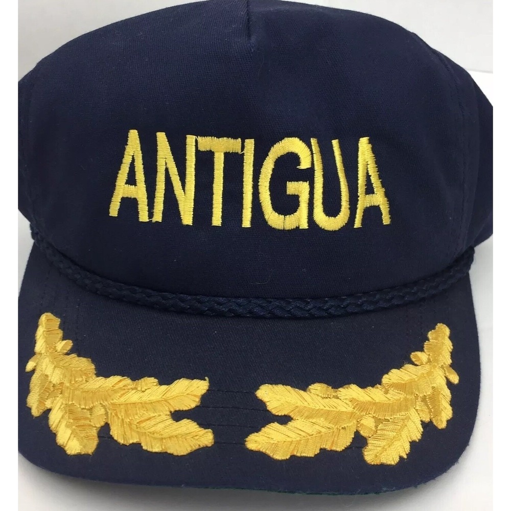 ANTIGUA Military Embroidered Leaves Ship Hat Cap OS USA Snapback Braid  VTG